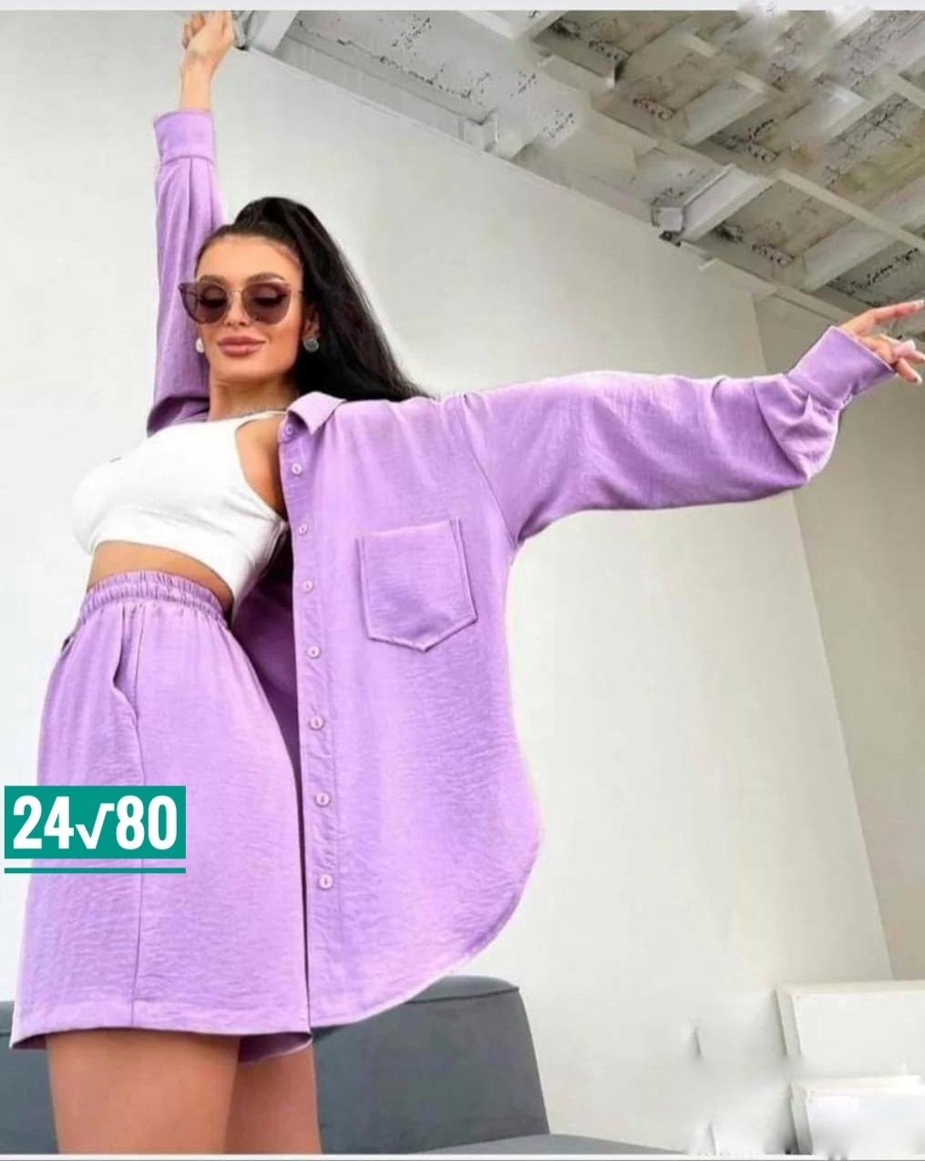 лавандовый костюм женский,сиреневый костюм женский,костюм женский летний с шортами и рубашкой,женский костюм с шортами и рубашкой,костюм двойка женская