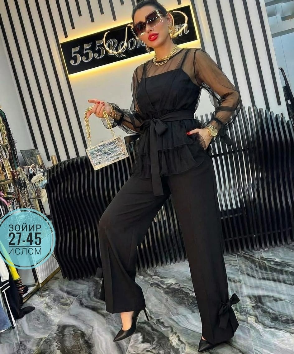 костюм женский,брючный костюм женский,костюм тройка женский,женский костюм тройка ткань барби (накидка аргана),блузка из органзы