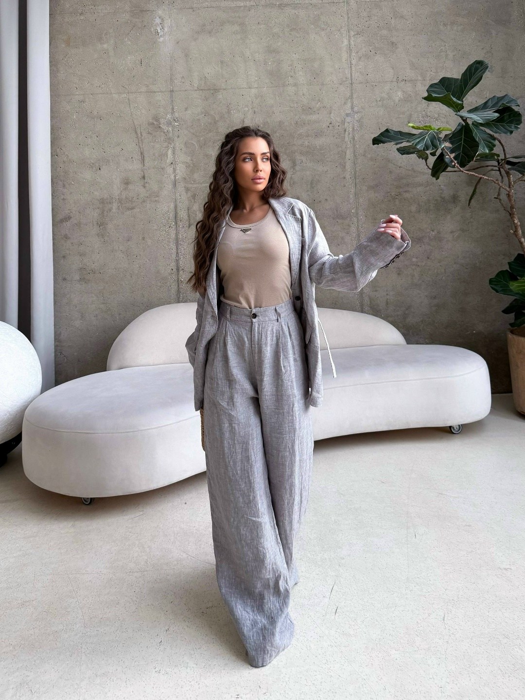 костюм брючный женский льняной airy,льняной костюм с брюками,брючный костюм из льна,льняной костюм женский,костюм брючный женский льняной