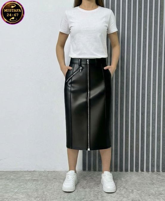 юбка кожаная,юбка кожаная женская,юбка кожаная миди,юбка из экокожи,кожаная юбка с молнией спереди