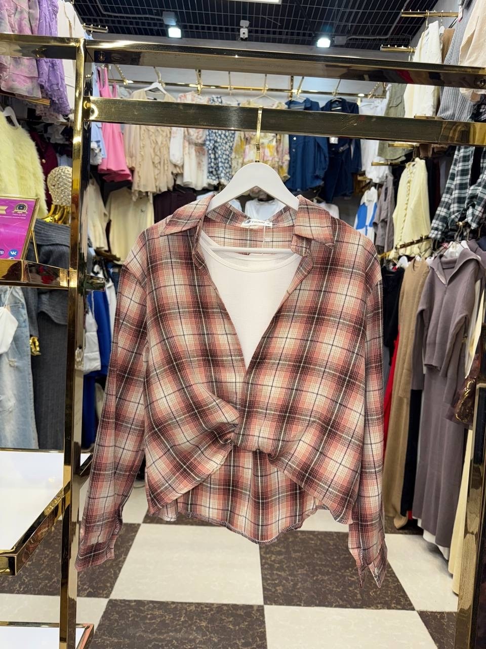 рубашка в клетку оверсайз удлиненная marybeth,рубашка женская в клетку,рубашка женская в клетку оверсайз,женская рубашка,рубашка в клетку оверсайз на кнопках