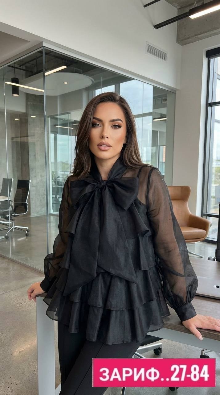 женская блузка,женская блуза,блузка с бантом,блузка прозрачная из органзы,блузка