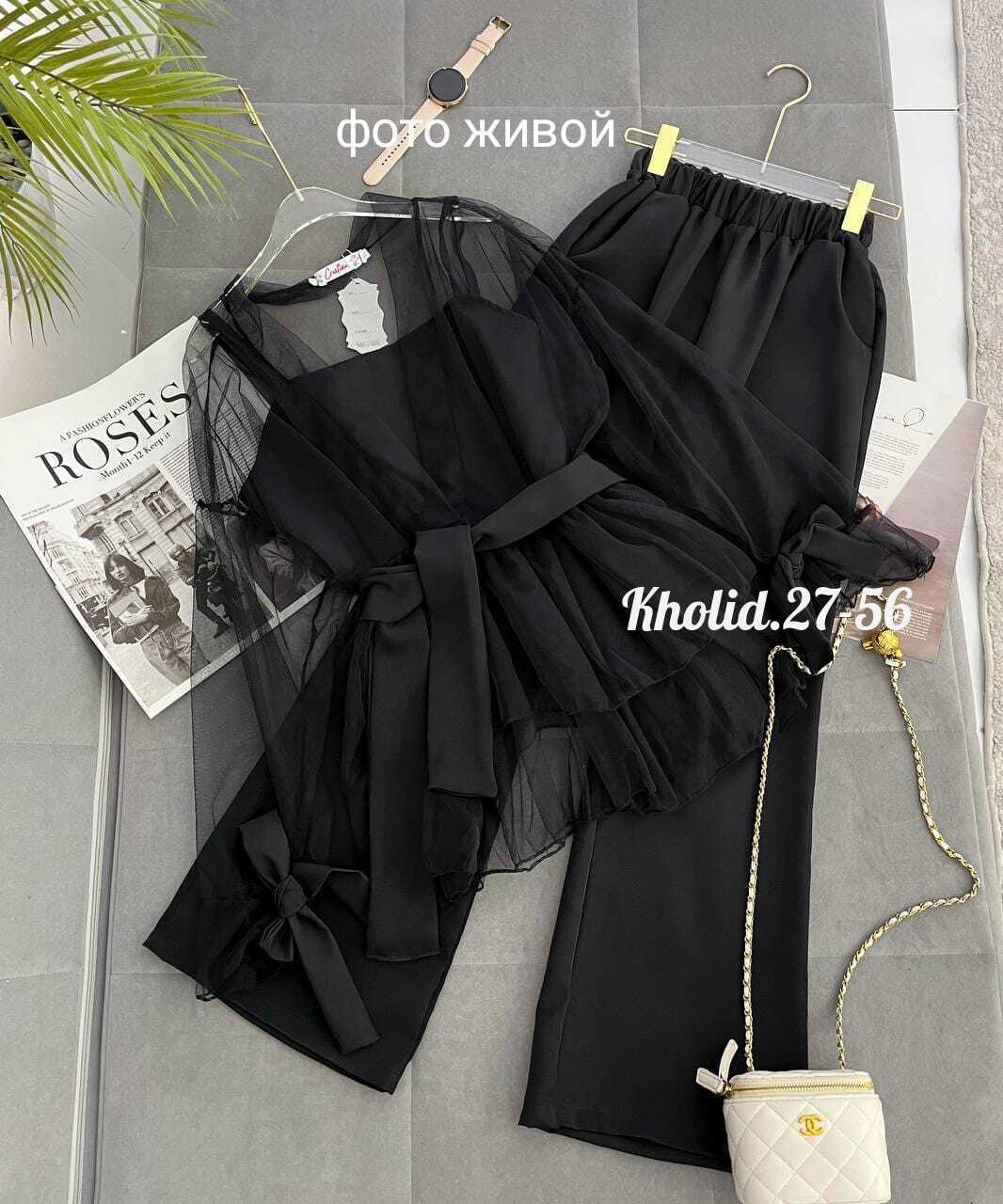 костюм женский,брючный костюм женский,костюм тройка женский,женский костюм тройка ткань барби (накидка аргана),блузка из органзы