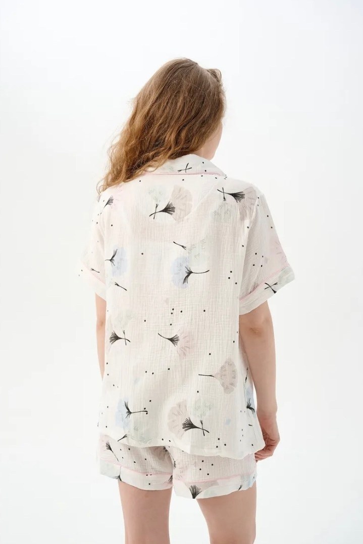 пижама женская с шортами,женская пижама,муслиновая пижама с шортами,пижама женская хлопок,пижама