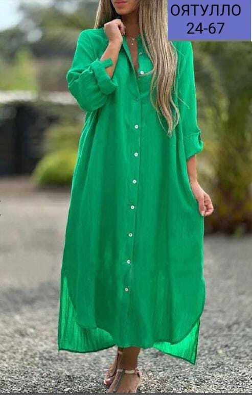 женское длинное платье-рубашка из хлопка и льна,длинное платье рубашка,женское платье рубашка,летнее платье рубашка длинное,платье-рубашка на пуговицах длинное свободное светло-синее