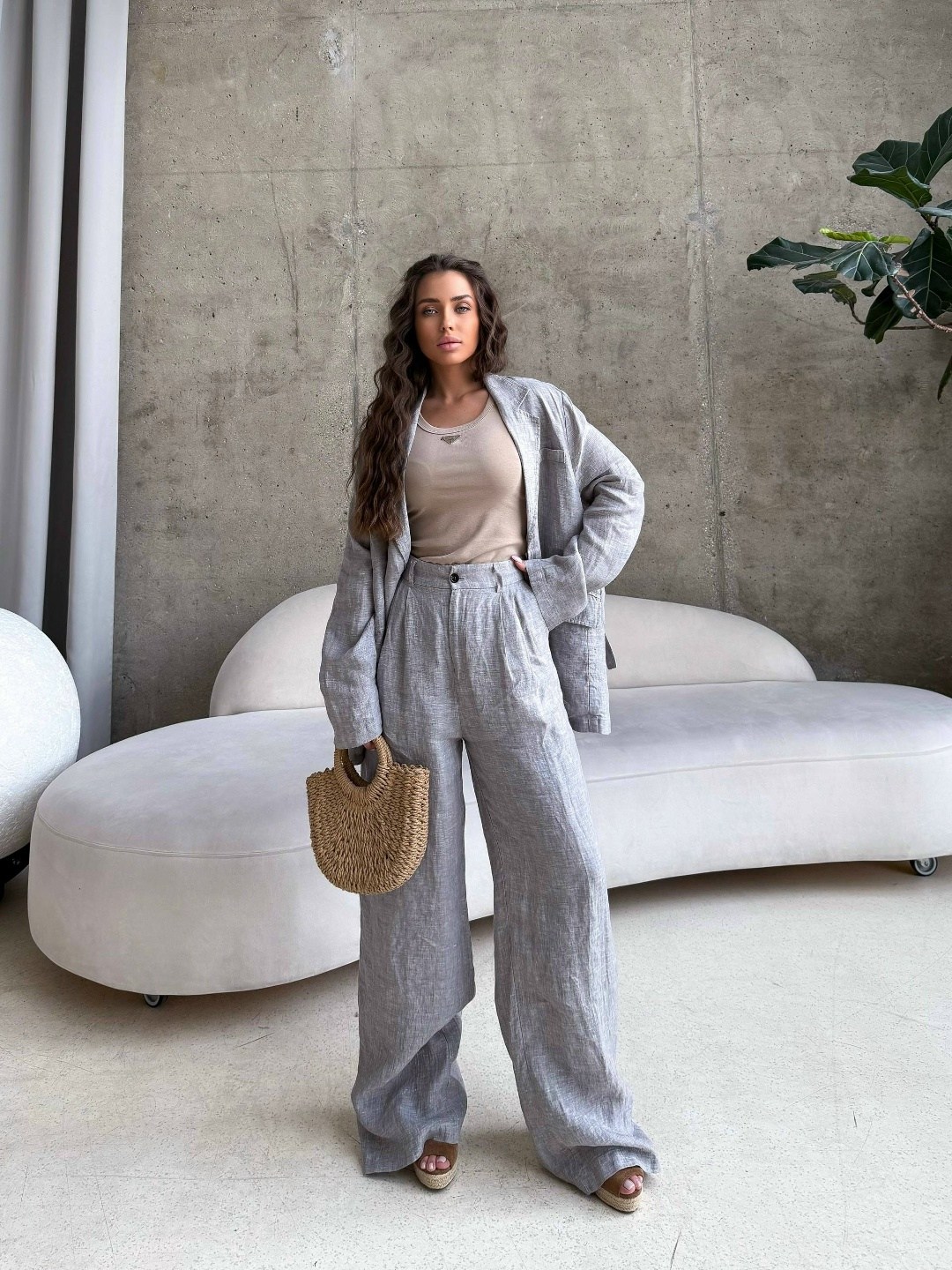 костюм брючный женский льняной airy,льняной костюм с брюками,брючный костюм из льна,льняной костюм женский,костюм брючный женский льняной