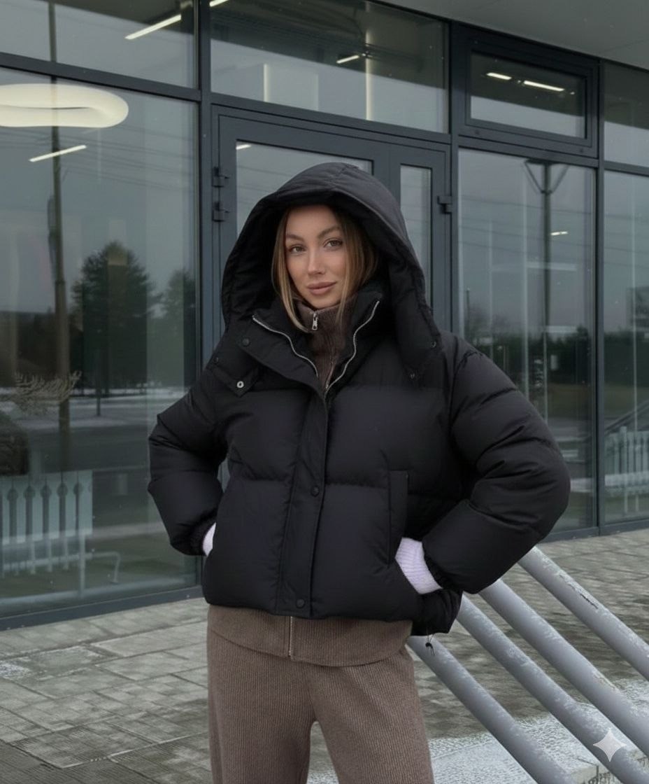 женская зимняя куртка,куртка оверсайз,куртка женская,женская модная зимняя толстая теплая парка коричнево-черная куртка,объемный пуховик