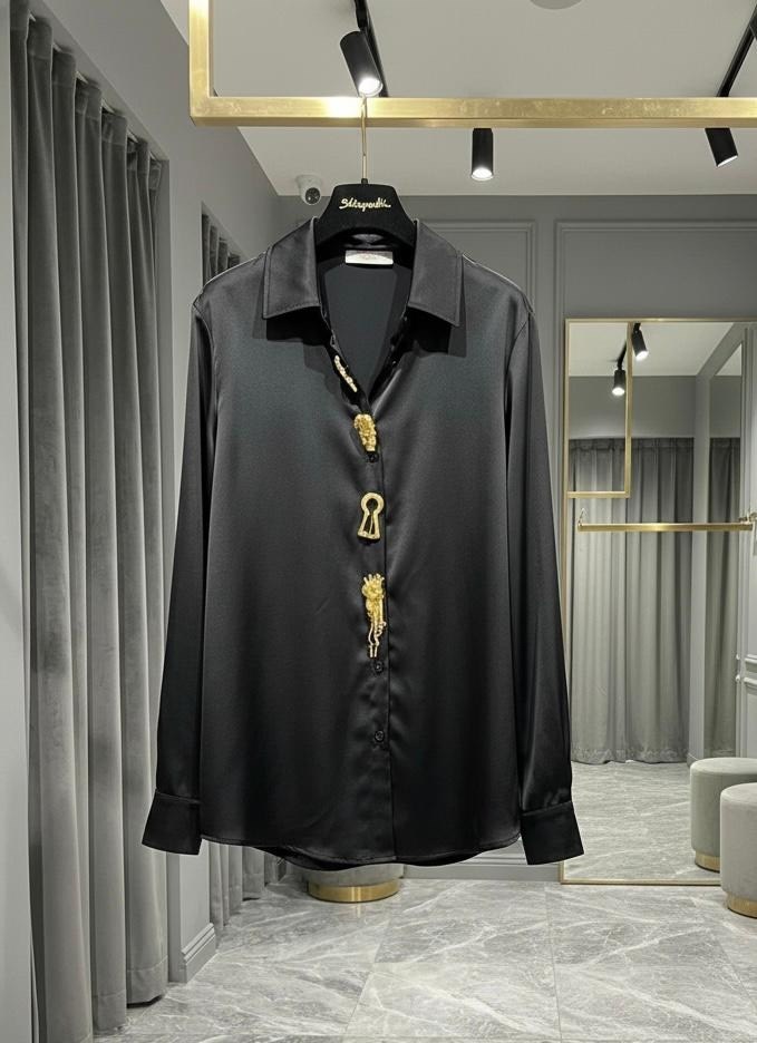 костюм в пижамном стиле шелковый черный,брючный костюм,брючный костюм aura of the day 9242 чёрный двойка,брючный комплект aura of the day 9242,шелковый костюм pines 206744205