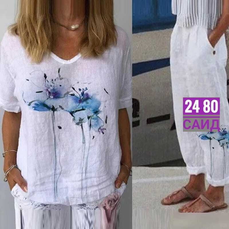 женские летние костюмы,женские модные повседневные футболки,костюм женский,одежда женская,костюм женский из хлопка