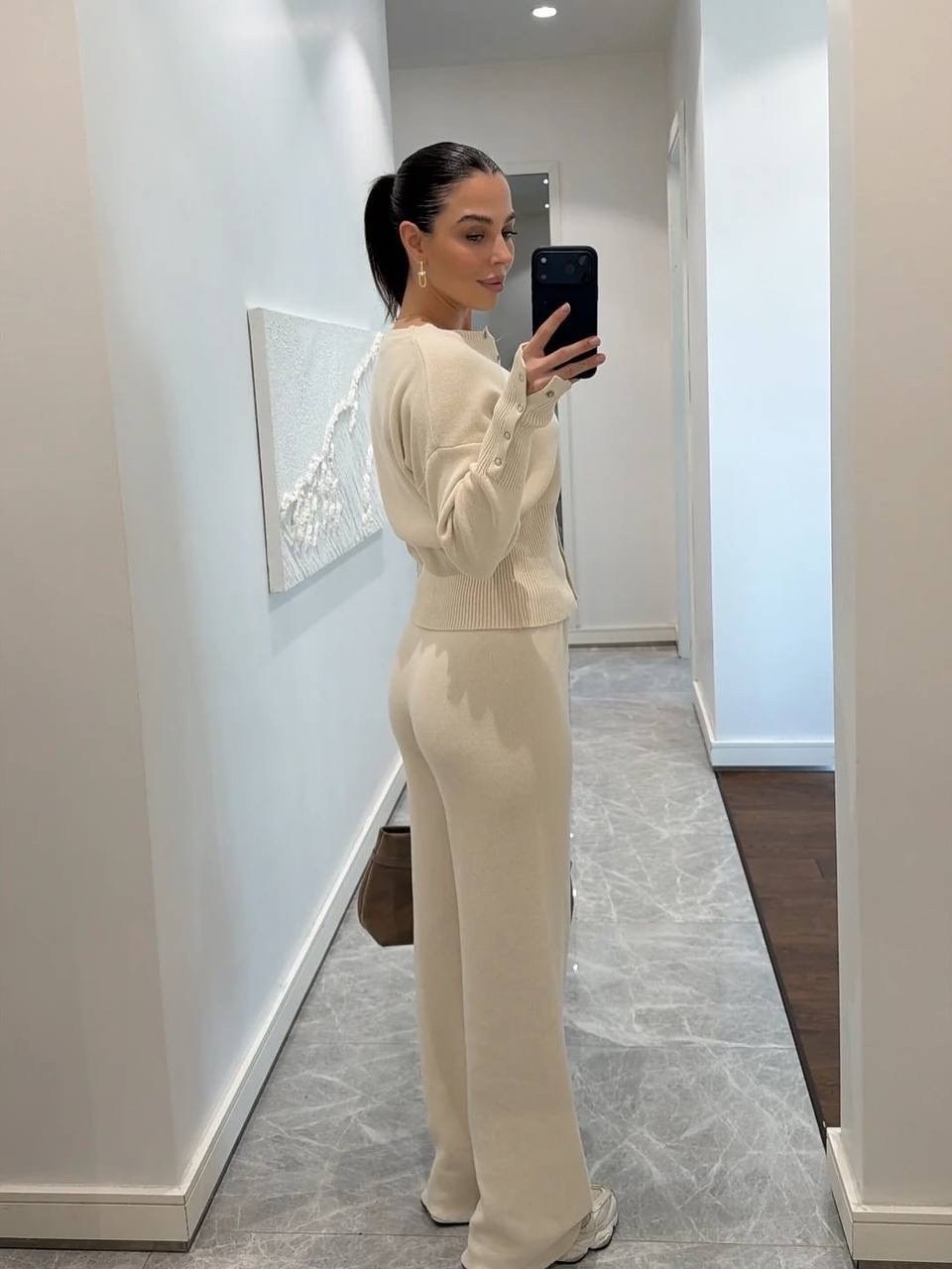 костюм с брюками,костюм брючный,модный вязаный костюм с брюками,трикотажный костюм,костюм с широкими брюками