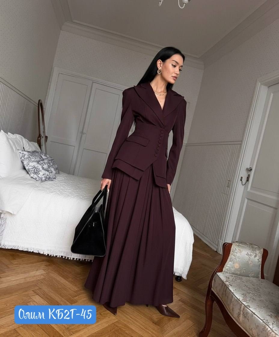 костюм женский деловой,брючный костюм,костюм элегантный пиджак и юбка макси emberens,костюм классический,женский костюм