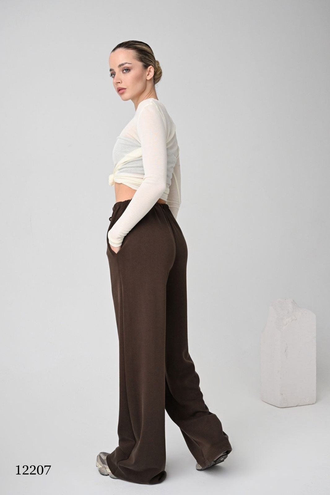 брюки палаццо софия 37 темно-коричневый,широкие брюки,повседневные брюки,коричневые брюки,брюки женские широкие