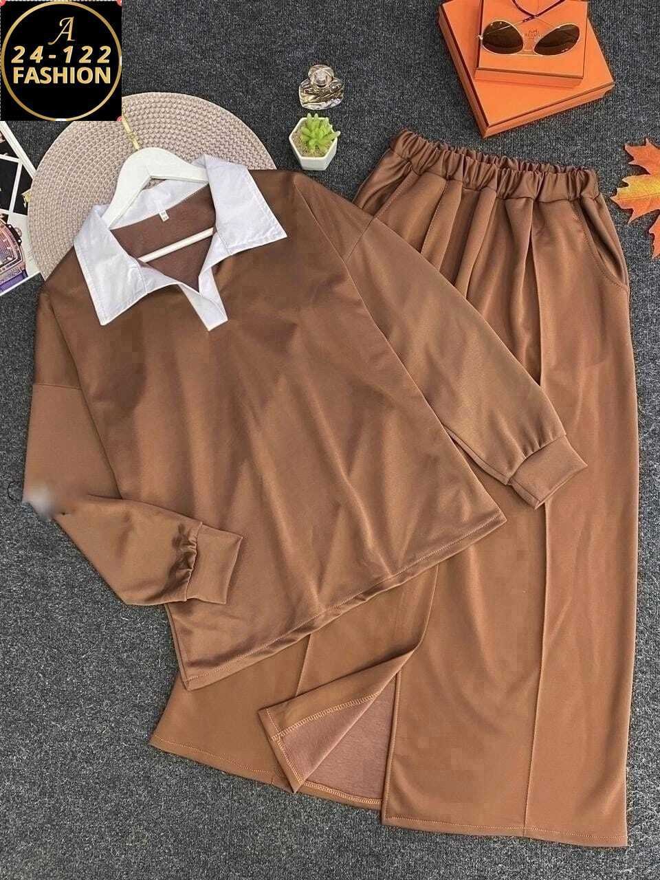 трикотажный костюм с юбкой,женский трикотажный костюм с юбкой,костюм женский с юбкой,трикотажные костюмы женские,костюм трикотажный юбка с кофтой высокий ворот цвет кофейный размер 42-48