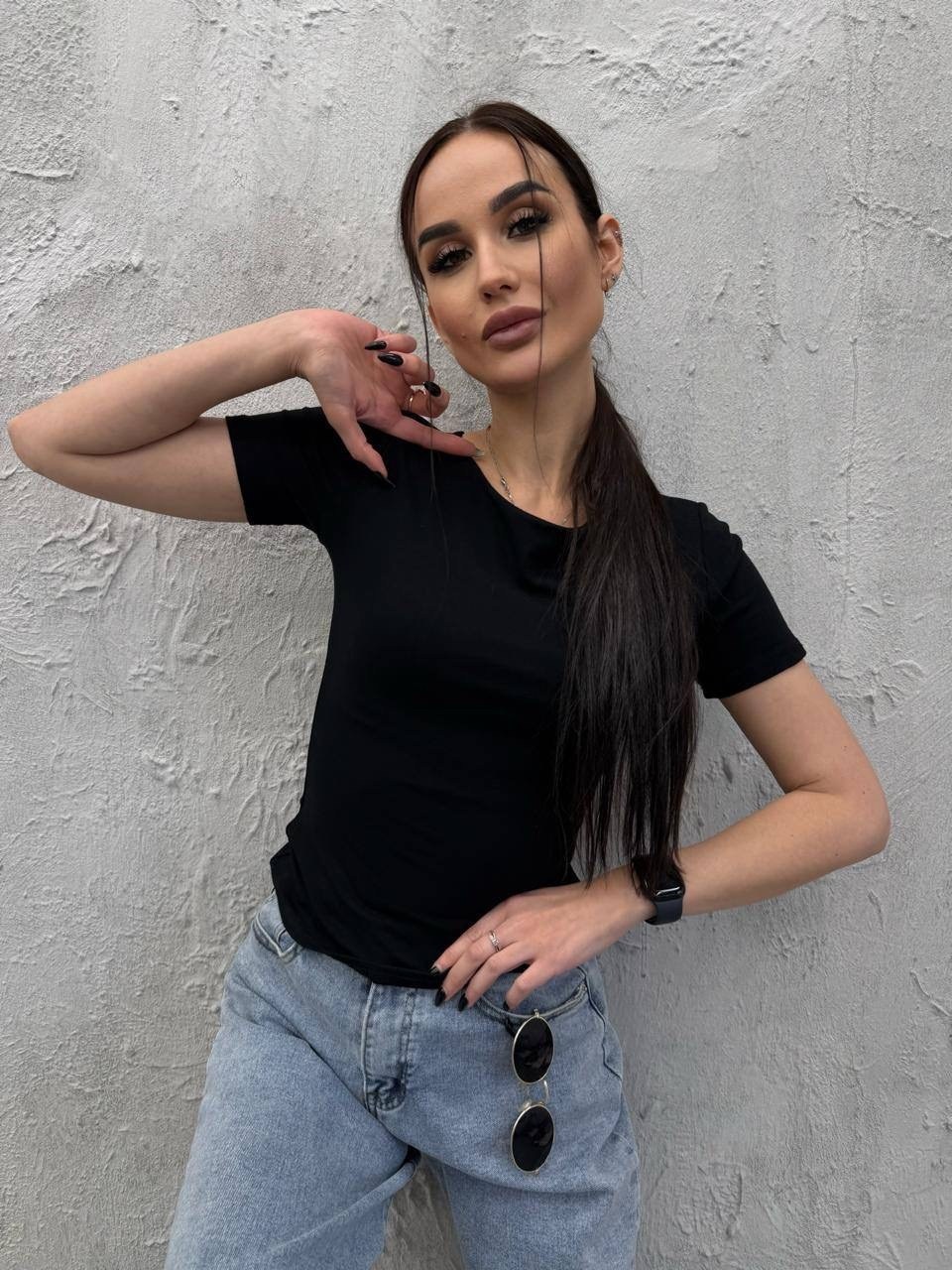 футболка skims базовая облегающая kamilek,футболка skims базовая облегающая kamilek 396651826,женская футболка,футболка скимс укороченная базовая облегающая,футболки базовая