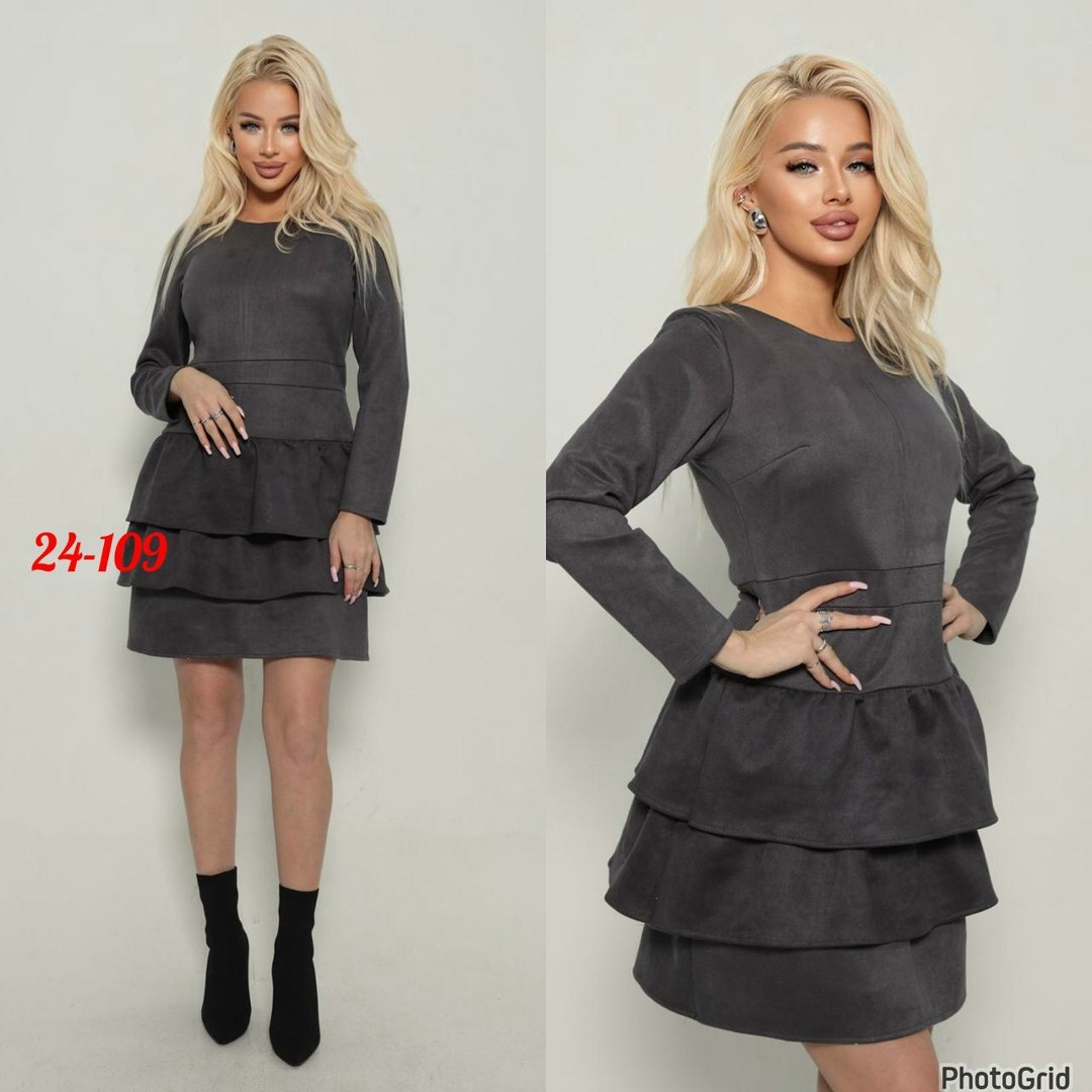 платье с оборками,платье из замши,модные молодежные платья,платье из спандекса под замшу,платье с оборками на юбке