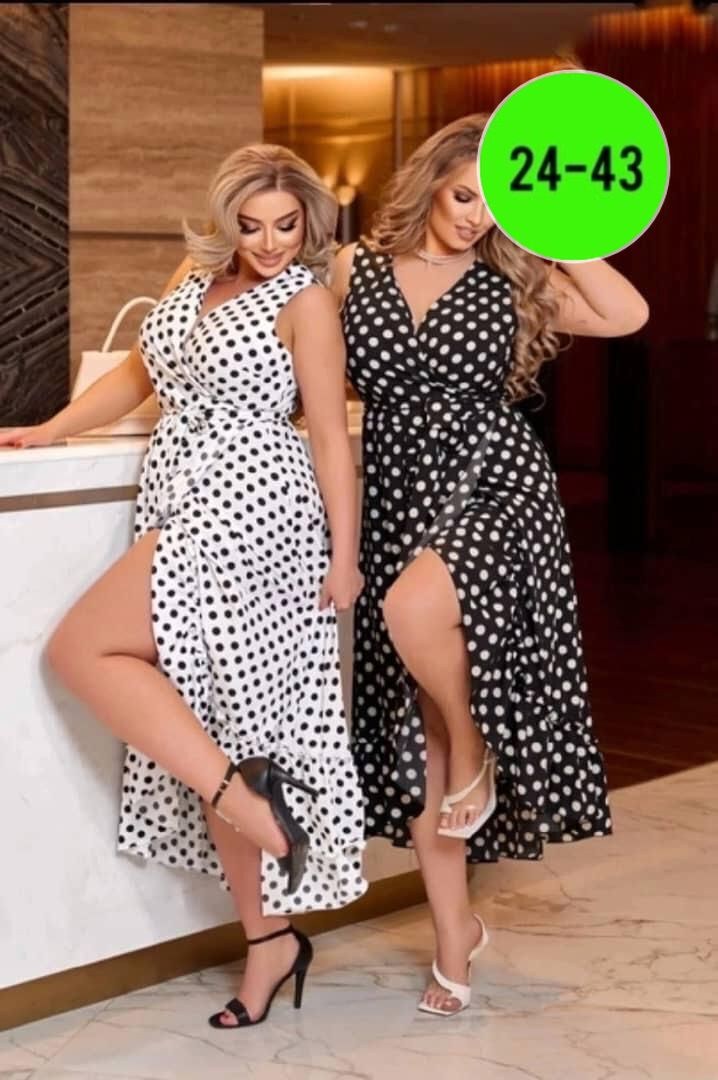 женское платье больших размеров,женское платье в горошек,платье большие размеры,платье женское,длинное платье в горошек