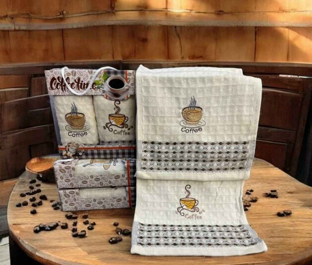 набор кухонные вафельные полотенца,кухонные полотенца "кофе",набор кухонные полотенец,полотенце кухонное вафельное,полотенце для кухни вафельное