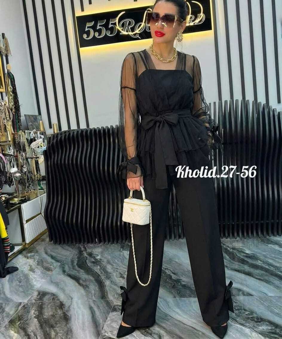 костюм женский,брючный костюм женский,костюм тройка женский,женский костюм тройка ткань барби (накидка аргана),блузка из органзы