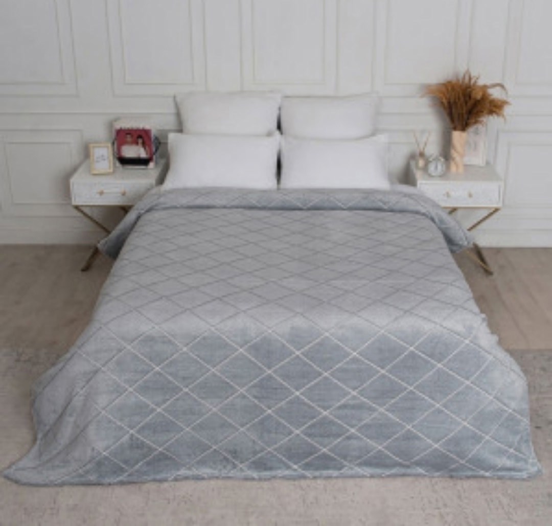 покрывало бруно серый,покрывало верди 240х260,плед велсофт,комплект плед,плед покрывало