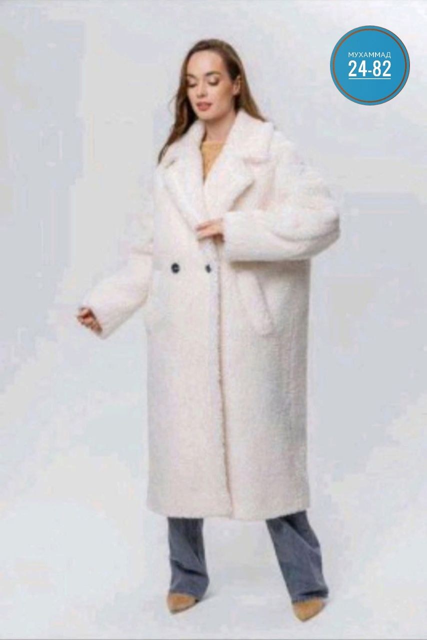 экошуба женский каляев 57498 белый 46 ru,шуба из искусственного меха каляев,каляев пальто из овчины,шуба из овчины,женская шуба