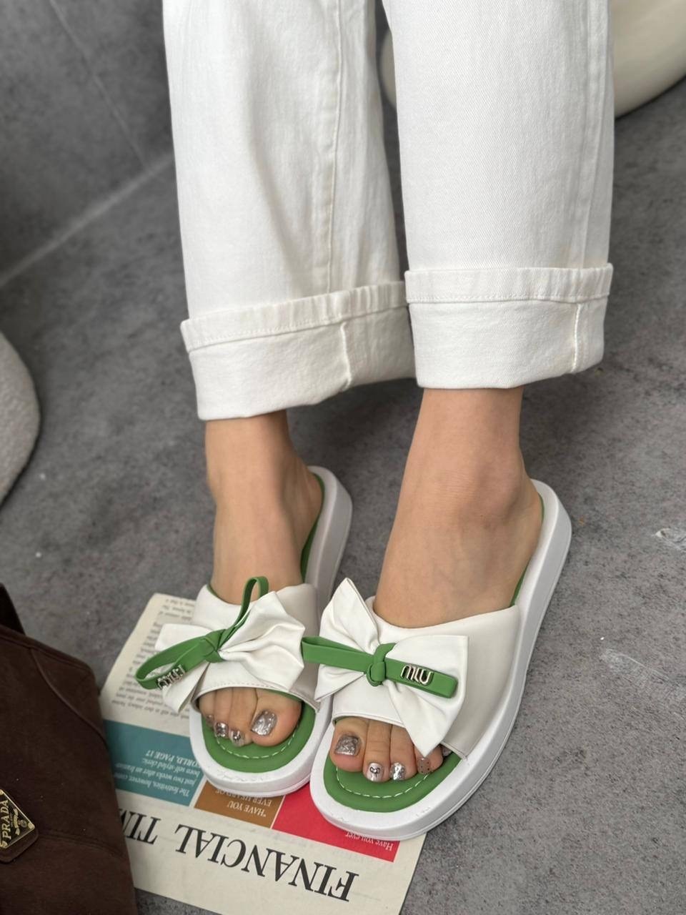 шлепанцы женские,шлепанцы с бантами,летние тапочки,шлепки с бантом,модные тапочки