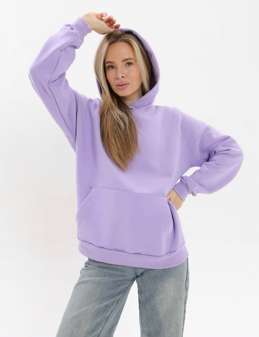 худи женское minaku casual collection цвет лавандовый р-р 46-48,толстовки оверсайз,худи оверсайз с капюшоном теплое с начесом,женское худи оверсайз,худи оверсайз