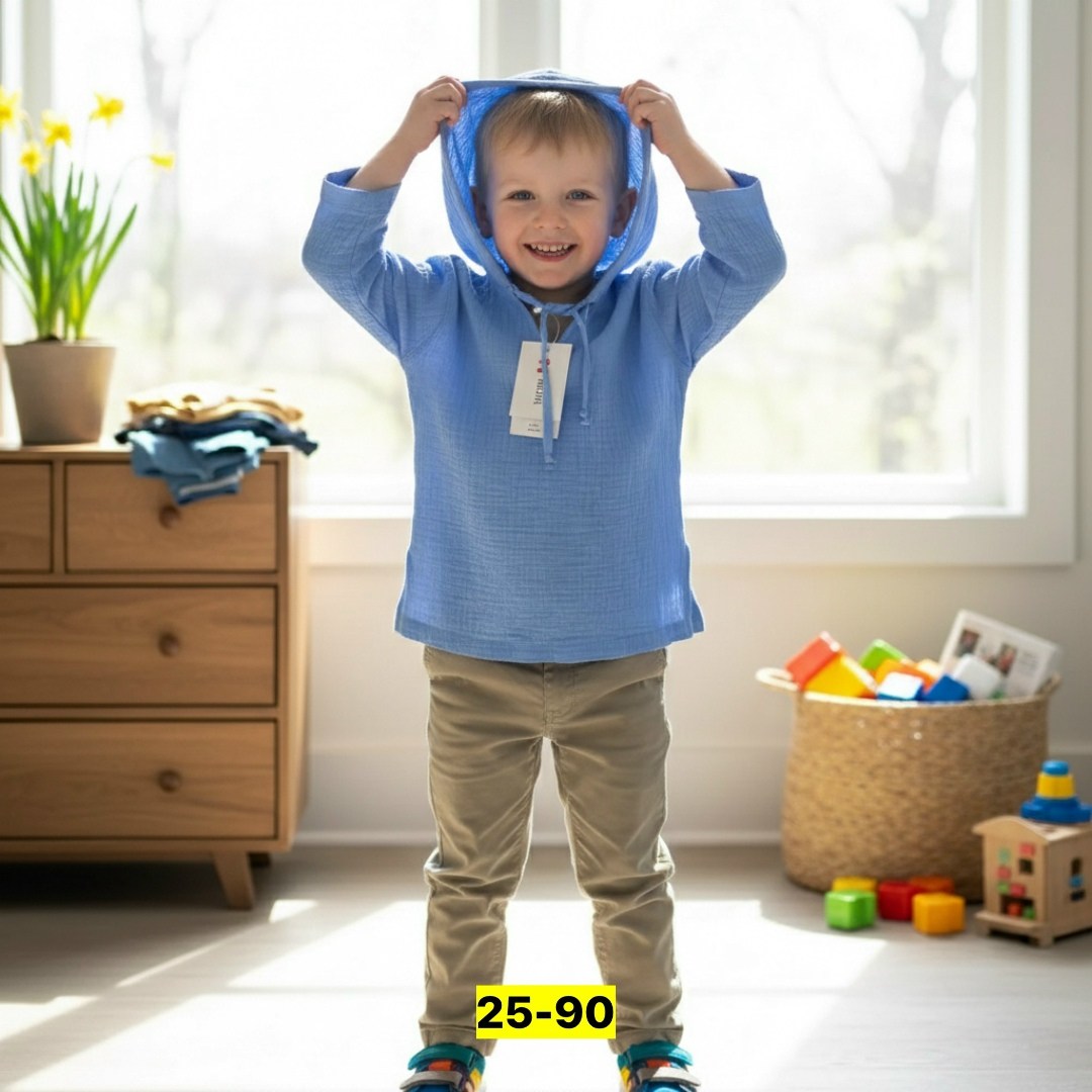 муслиновая рубашка с капюшоном для мальчика,рубашка с капюшоном,рубашка с капюшоном из муслина,рубашка с капюшоном для мальчика,кофта с капюшоном