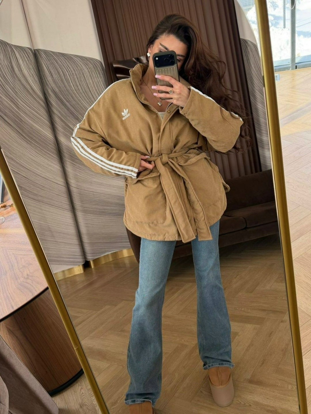 модная куртка,gu1781 adidas пуховик,куртка adidas originals adicolor,женский пуховик adidas,бежевый пуховик