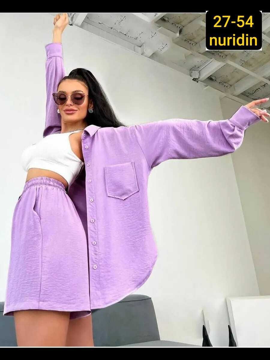 лавандовый костюм женский,костюм женский летний с шортами и рубашкой,сиреневый костюм женский,женский костюм с шортами и рубашкой,костюм двойка женская