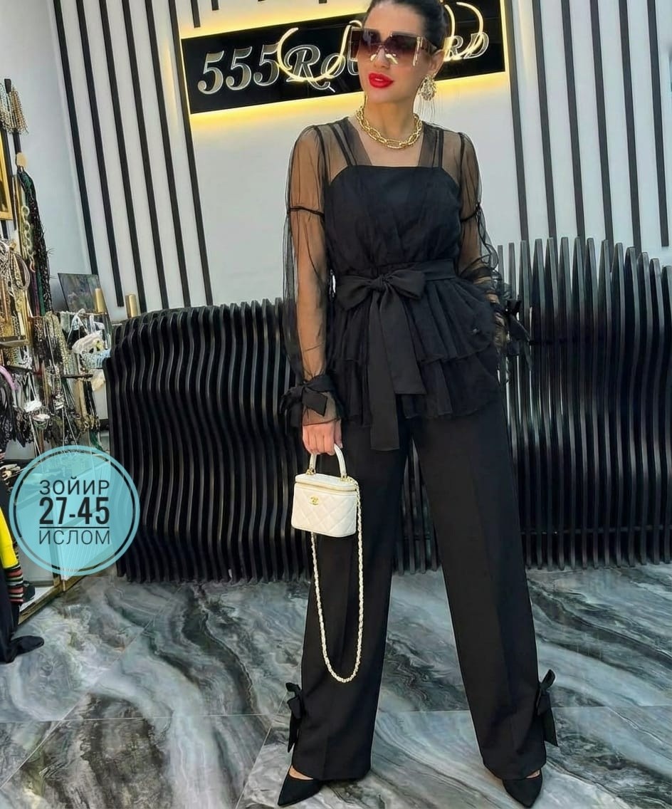 костюм женский,брючный костюм женский,костюм тройка женский,женский костюм тройка ткань барби (накидка аргана),блузка из органзы