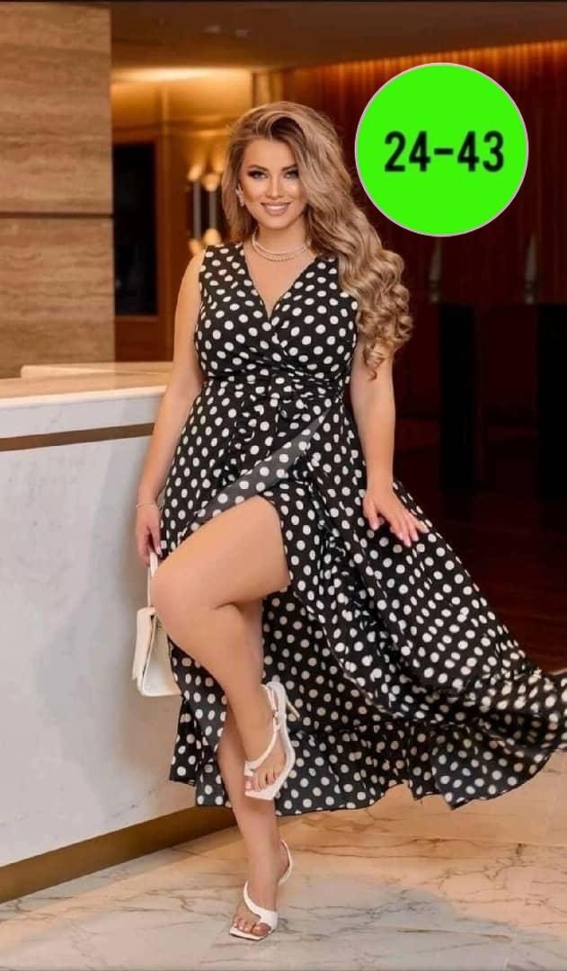 женское платье больших размеров,женское платье в горошек,платье большие размеры,платье женское,длинное платье в горошек