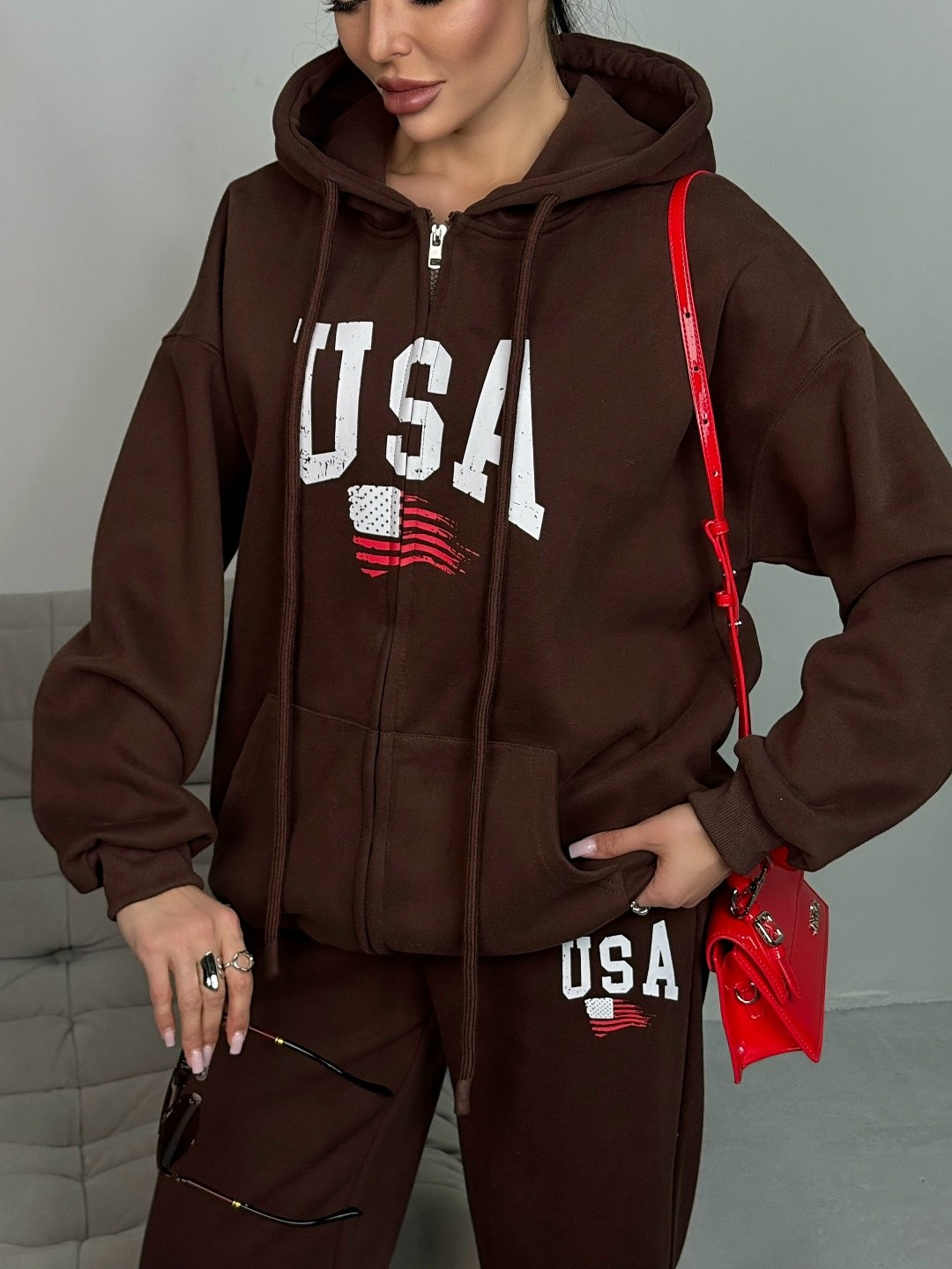 спортивные костюмы,спортивный костюм женский,костюм кашемир,женский костюм,костюм велюровый бархатный с капюшоном и брюками палаццо zakiya shop цвет серый