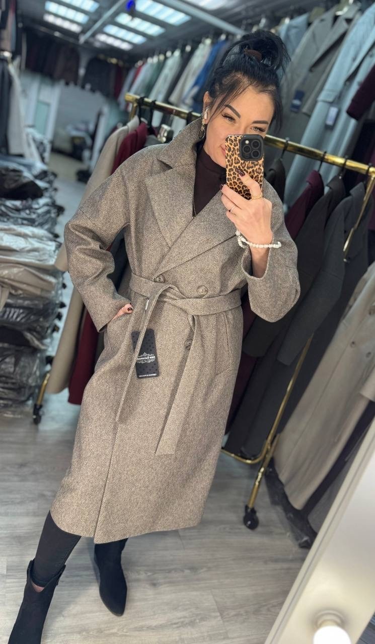 пальто dava 7006 шоколадное,удлиненное пальто,стильное пальто,демисезонное пальто,пальто