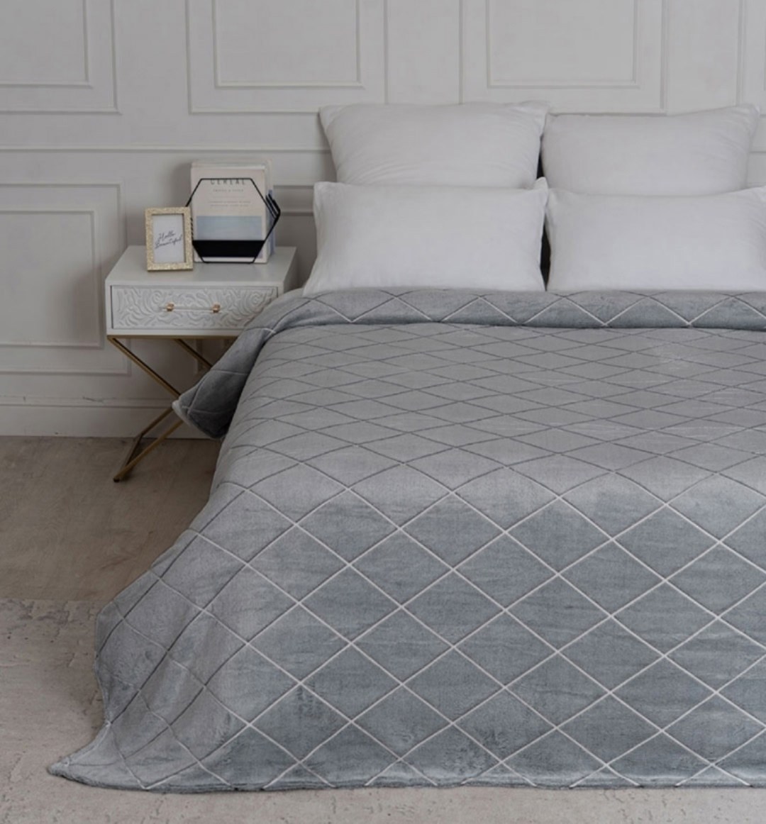 покрывало бруно серый,покрывало верди 240х260,плед велсофт,комплект плед,плед покрывало