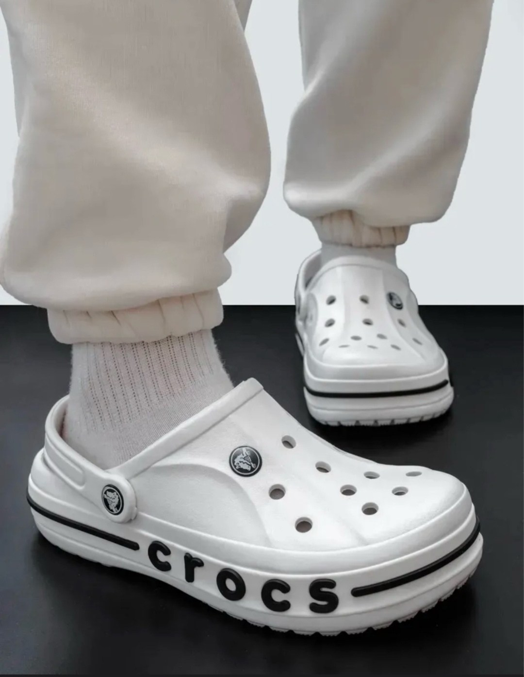 белые сабо crocs bayaband clog,сандалии crocs bayaband clog 'white blue',кроксы,crocs белые,crocs женские