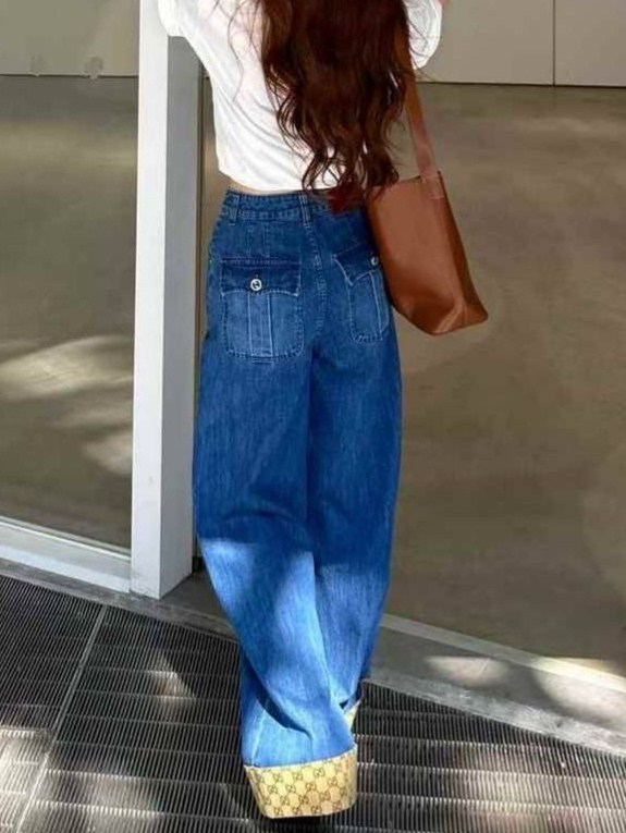 джинсы gucci,джинсы стильные,женские джинсы,широкие джинсы,модные джинсы