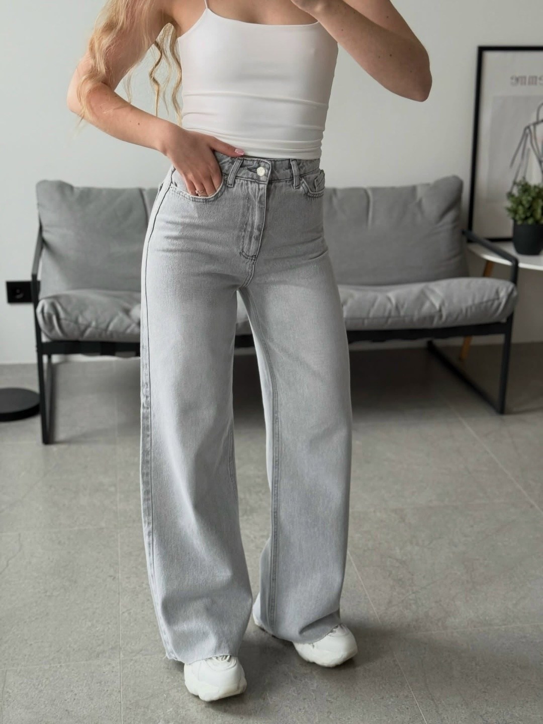 женские джинсы,широкие женские джинсы,джинсы,серые джинсы широкие,серые свободные джинсы из полиэстера