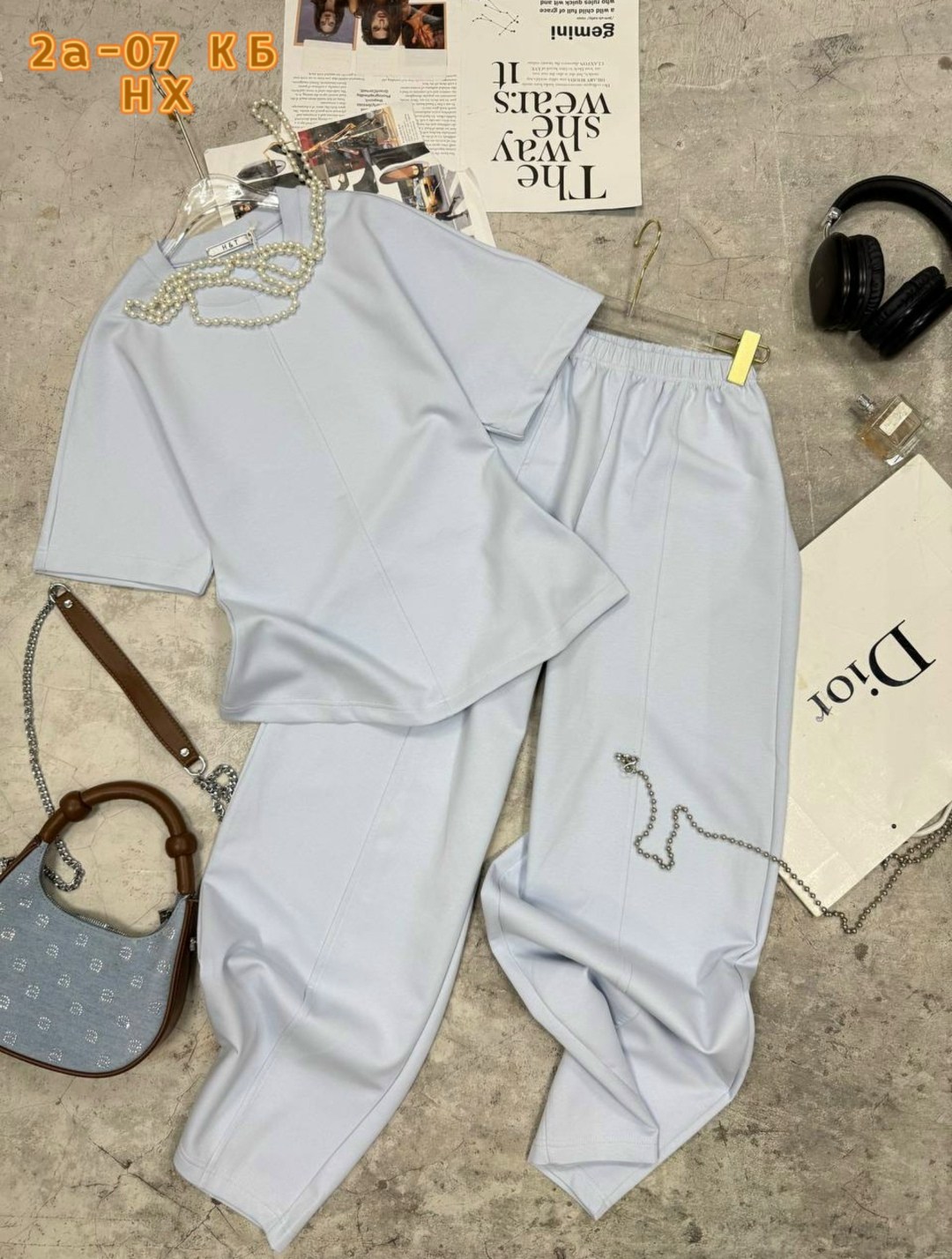 костюм двойка,костюм спорт шик,женские костюмы,женский костюм двойка,женский костюм двойка футболка/штаны nobilitas голубой (l размер)