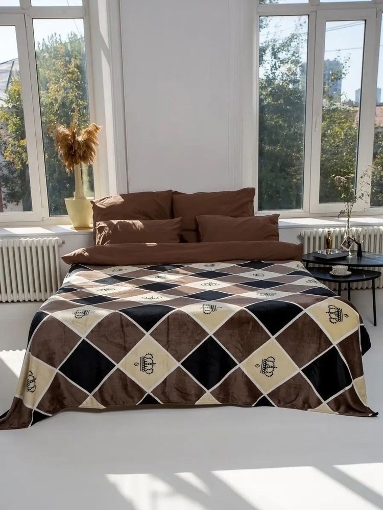 покрывало бруно серый,покрывало верди 240х260,плед велсофт,комплект плед,плед покрывало