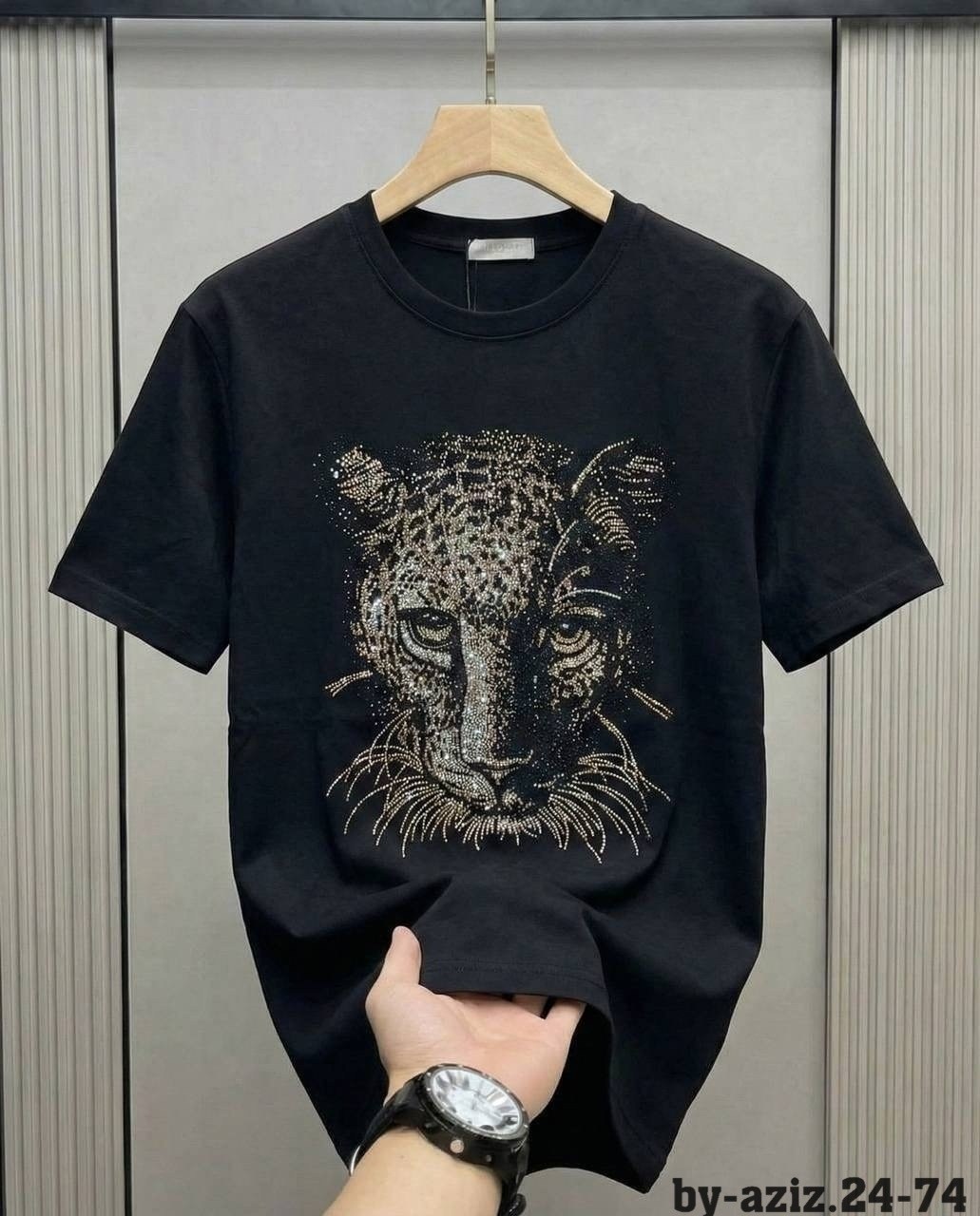 футболки мужские,футболка со стразами,мужская футболка со стразами,футболка с леопардом,футболки модные