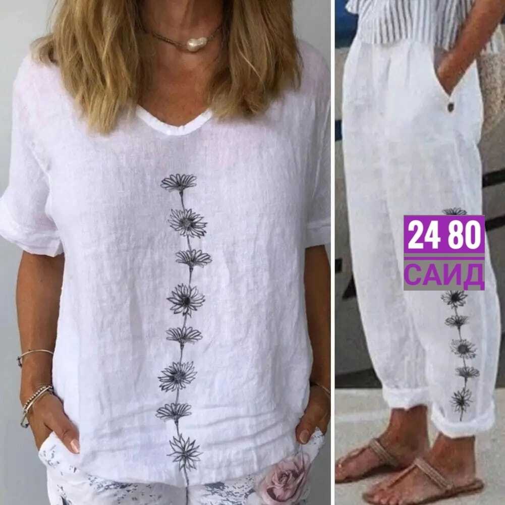 женские летние костюмы,женские модные повседневные футболки,костюм женский,одежда женская,костюм женский из хлопка
