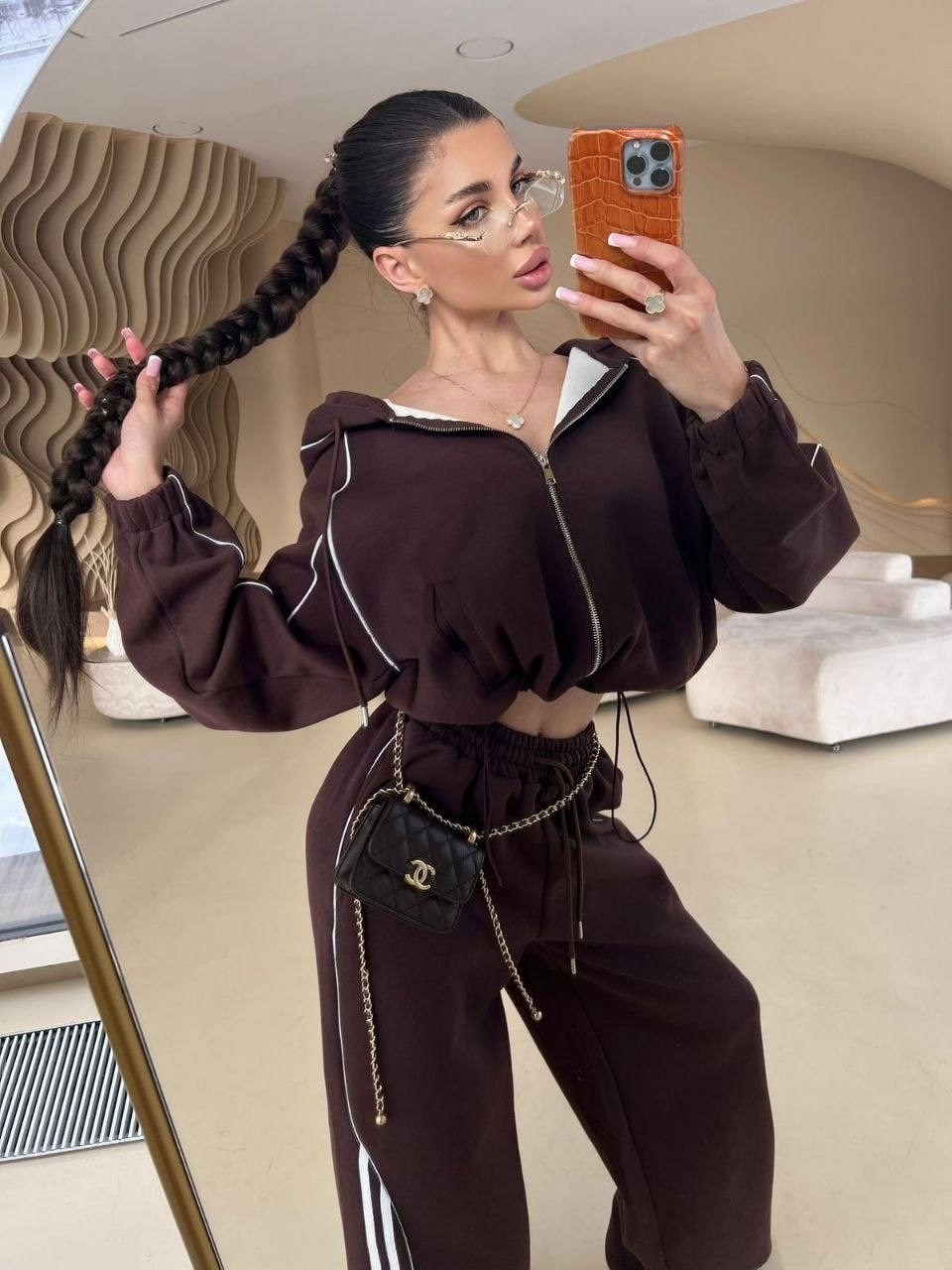 женский спортивный костюм,спортивный костюм,спортивный костюм модный,костюм женский кофта и штаны арт. 1518305,костюм женский спортивный коричневый