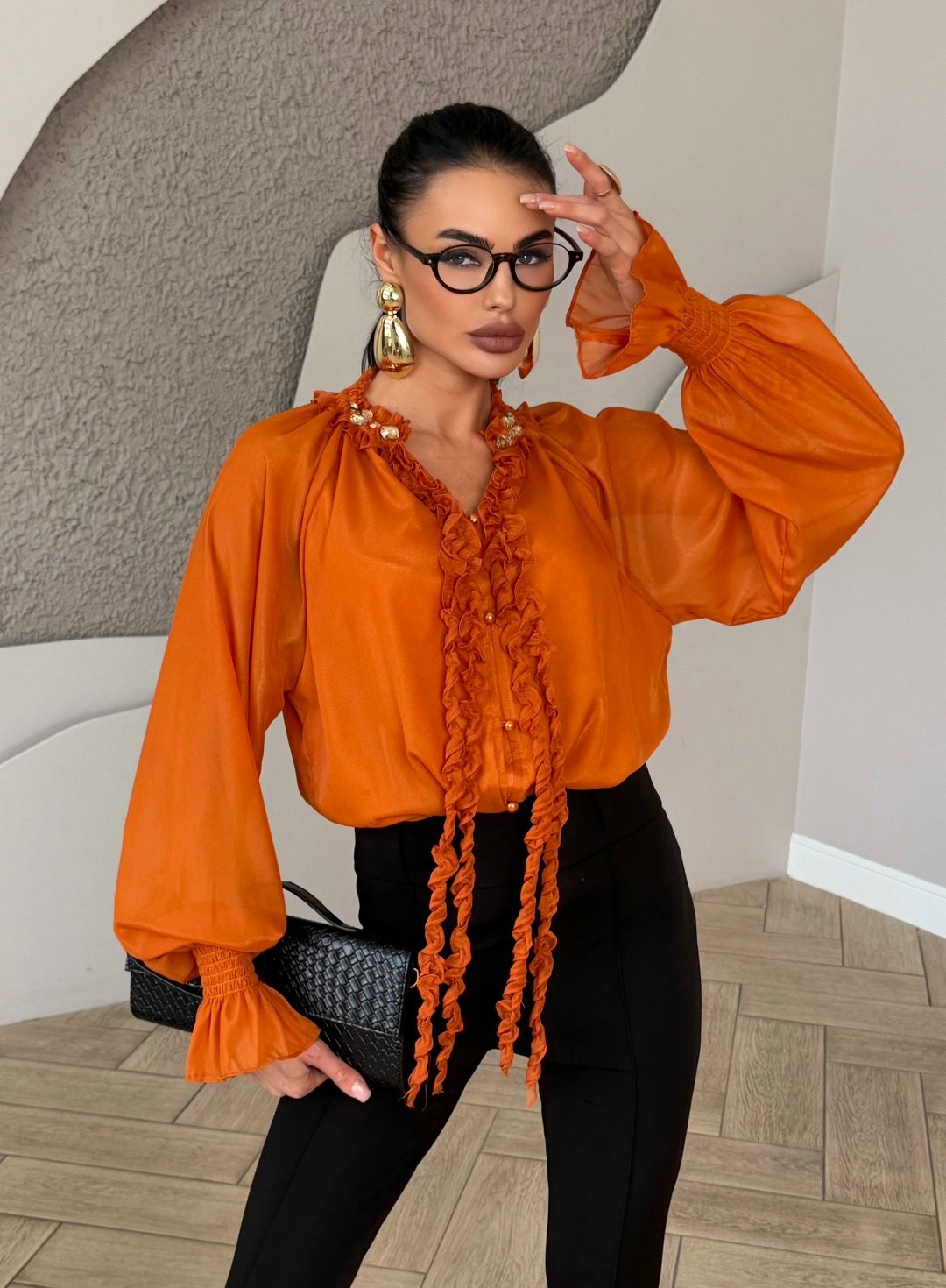 стильная блузка,блуза,модная блузка,оранжевая рубашка женская,блузка оранжевая