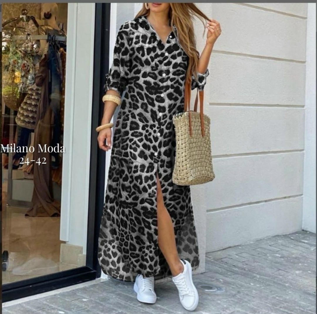 женское длинное платье с леопардовым принтом,длинное платье рубашка,платье рубашка с принтом,женские длинные платья,платье с леопардовым принтом