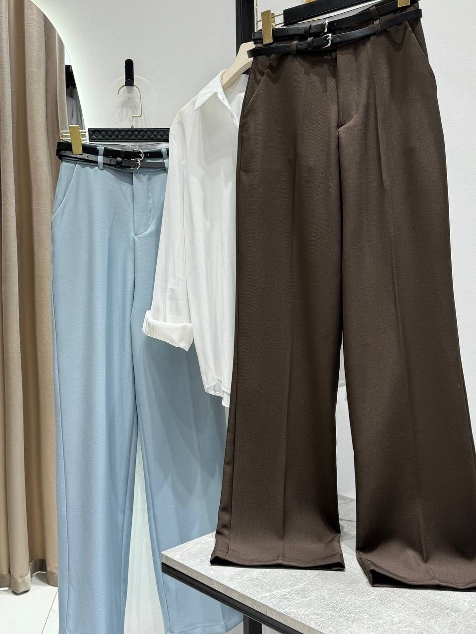 голубой костюм женский брючный палаццо,брючный костюм,костюм женский брючный деловой голубой,костюм женский ayim style голубой,брючный костюм голубой