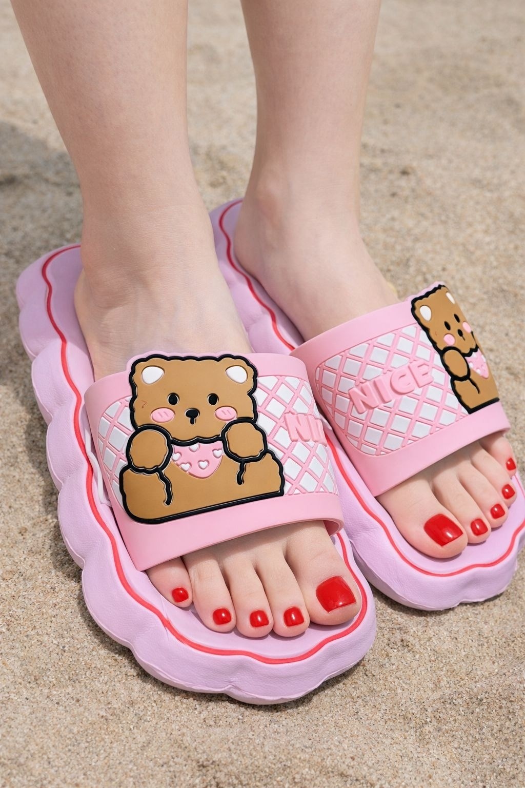 женские шлепанцы с мишкой,тапочки милые,летние тапочки,тапочки модные,тапки модные