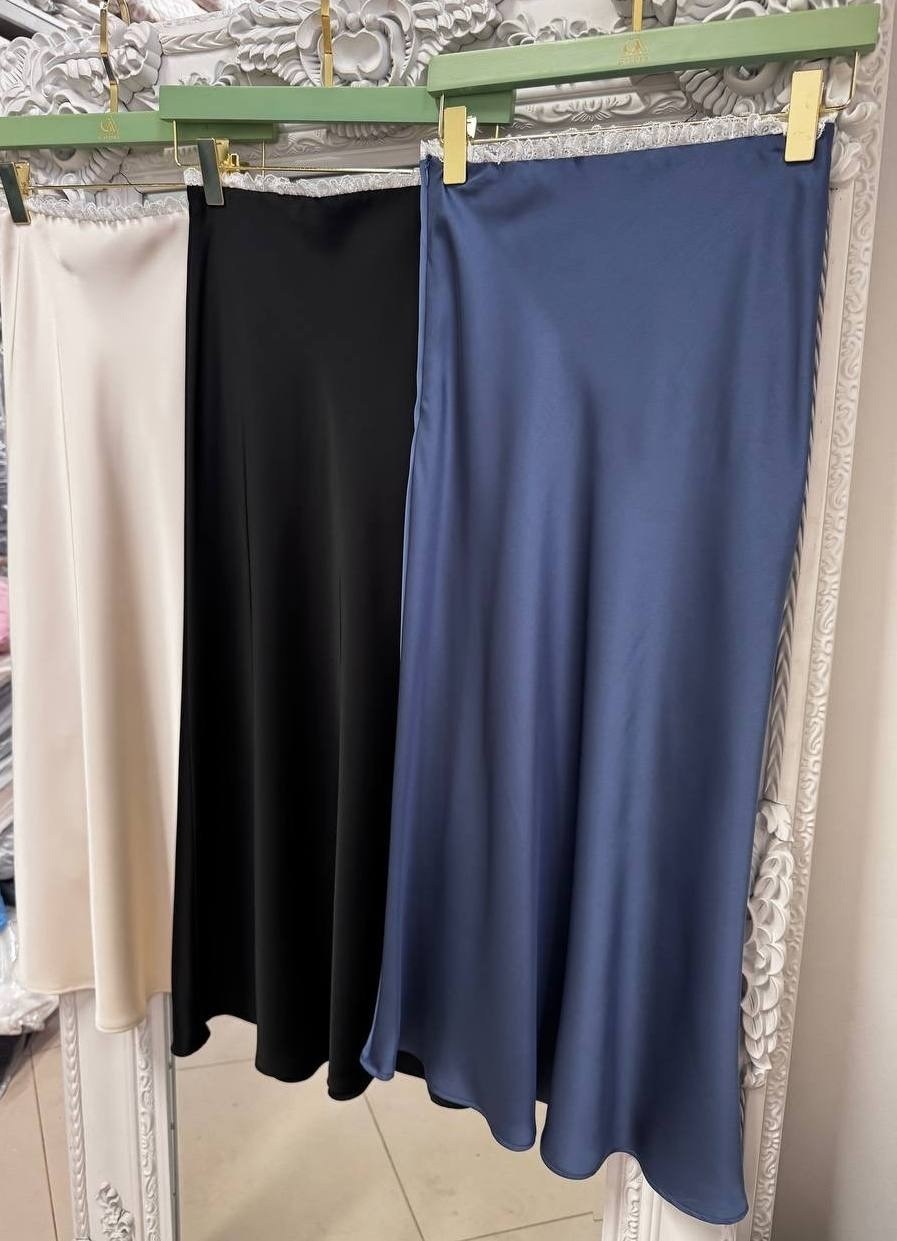 атласная юбка,женская атласная юбка средней длины,шелковая юбка миди,атласная юбка с высоким,юбка атласная миди