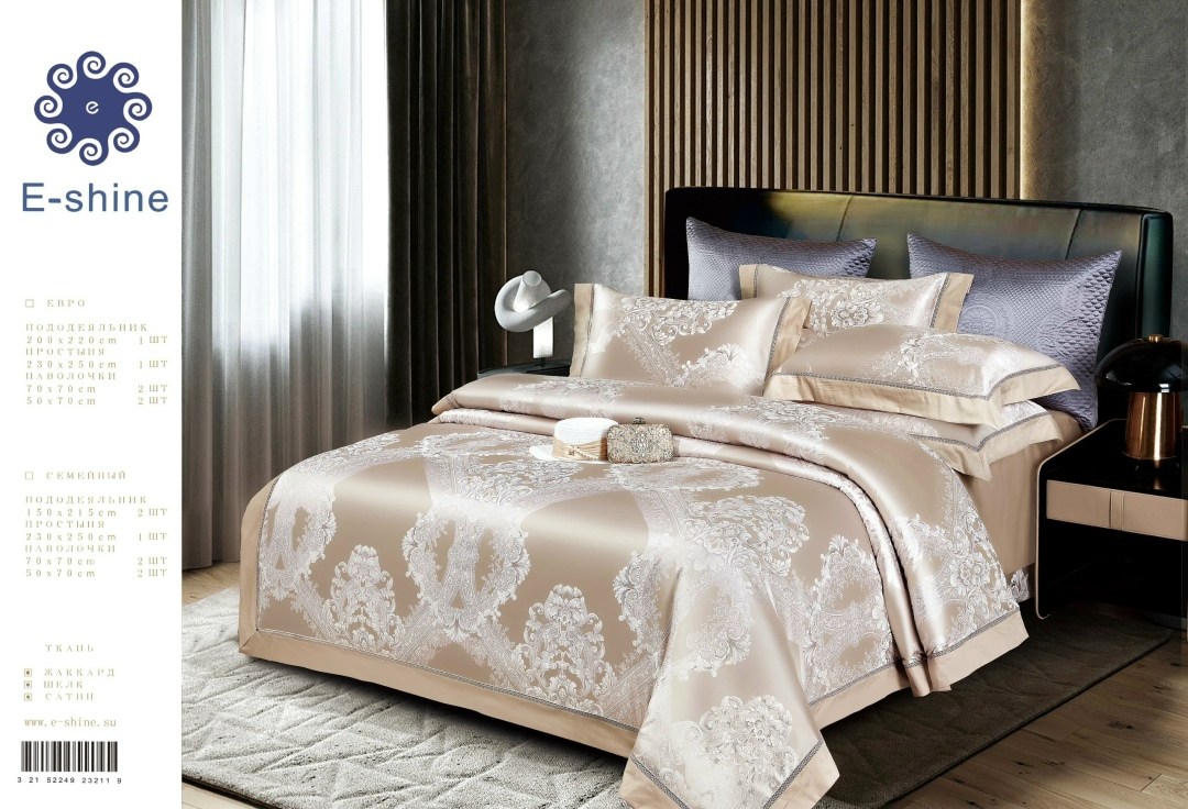 постельное белье комплект евро сатин жаккард шёлк,e-shine постельное белье,постельное белье сатин жаккард e-shine,постельное белье e shine сатин,e-shine постельное