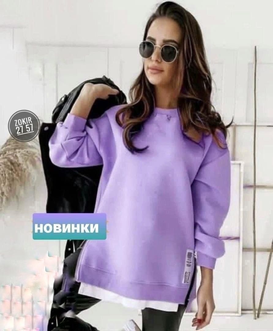 свитшот свободного кроя женские,свитшот женская,кофта женская,трикотажный свитшот,фиолетовый свитшот