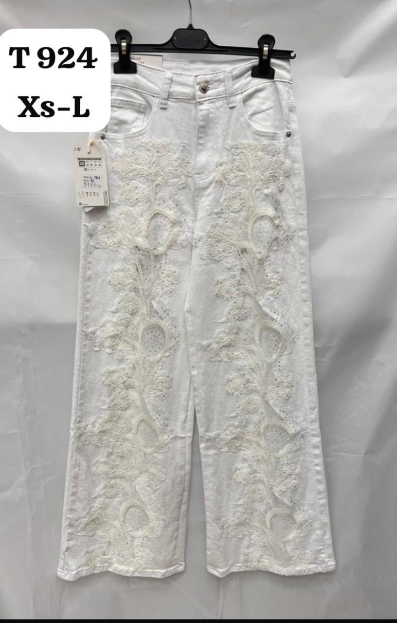 джинсы aisling ralph lauren collection белый,джинсы с белой вышивкой,белые джинсы с вышивкой hugo boss,хлопковые брюки,белые джинсы